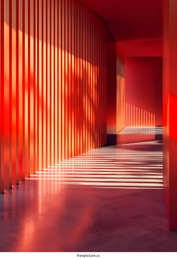 Abstract Red And White Stripes Corridor Interior Design