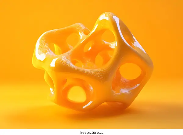 Abstract Yellow 3D Geometric Shape