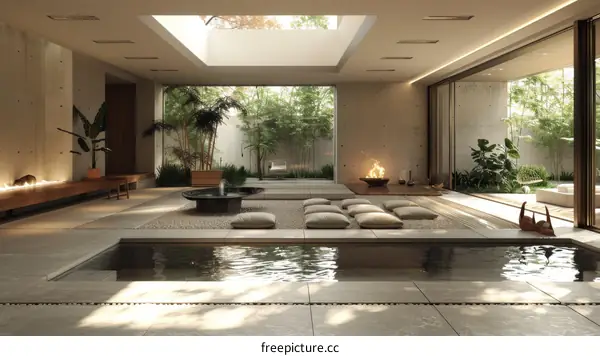 Modern Zen House Interior with Minimalist Design and Natural Elements