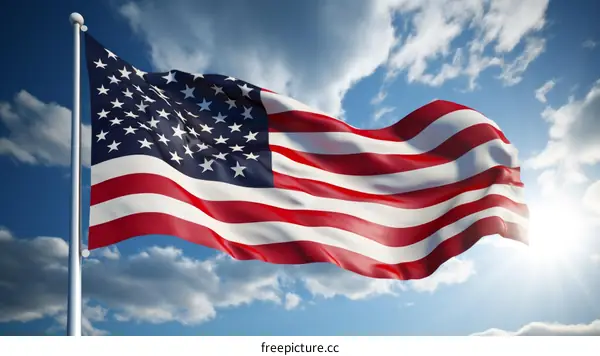 American flag waving in the wind