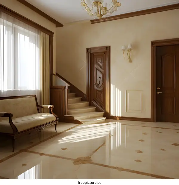 Luxury Interior Design With Wooden Door and Staircase