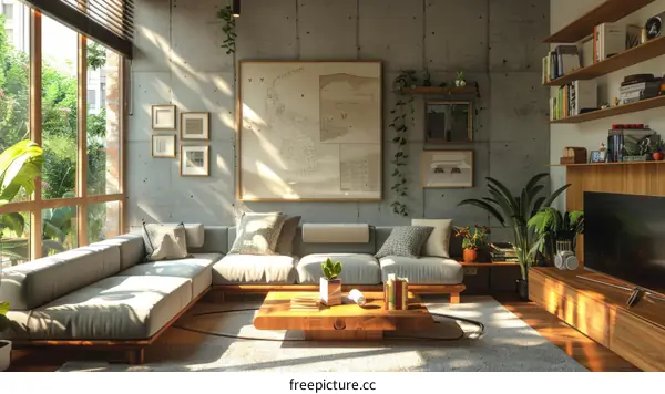 Modern Minimalist Living Room with Natural Elements