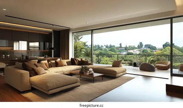 Modern Luxury Living Room with Panoramic View