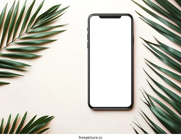 Mockup Smartphone With Palm Leaves