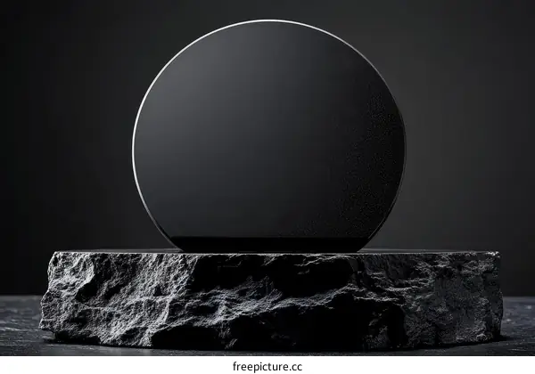 Abstract Black Circle on a Stone Platform