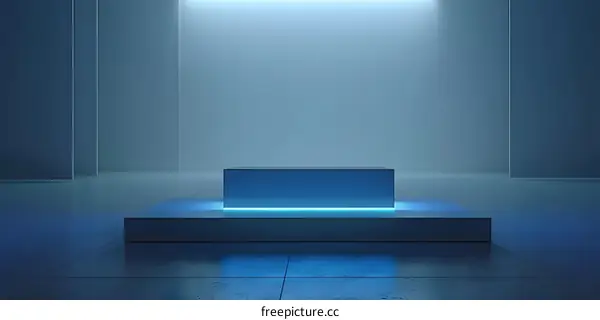 Minimalist Blue Platform Stage Light Mockup