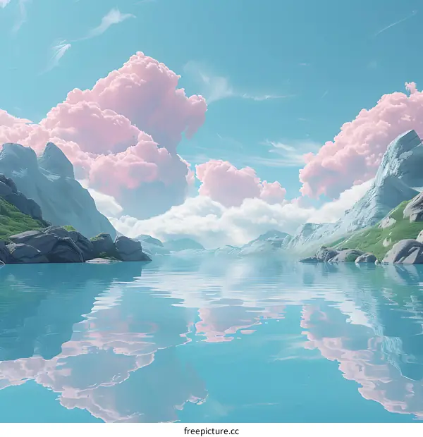 Pink clouds over the mountains