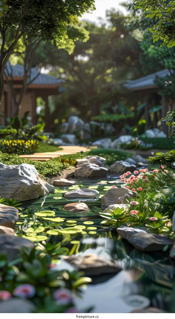 Chinese Garden Landscape Design Renderings: Suzhou Style Courtyard