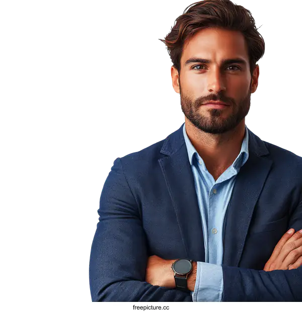 [Transparent Background PNG]Confident Businessman Portrait