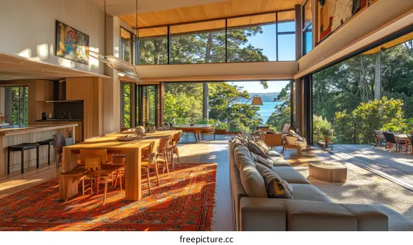 Modern Open-Plan Living Area with Panoramic Views