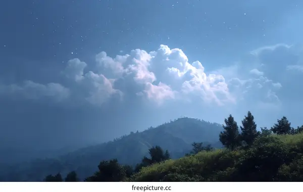 Night Sky Over Mountainous Landscape
