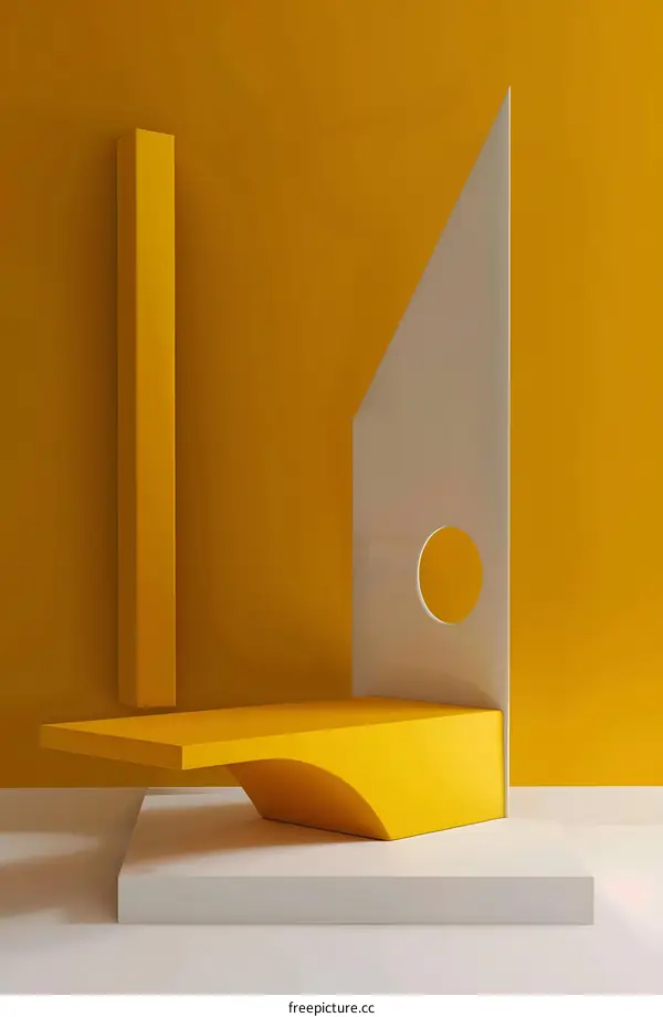 Abstract Geometric Shapes Minimalist Yellow and White Design