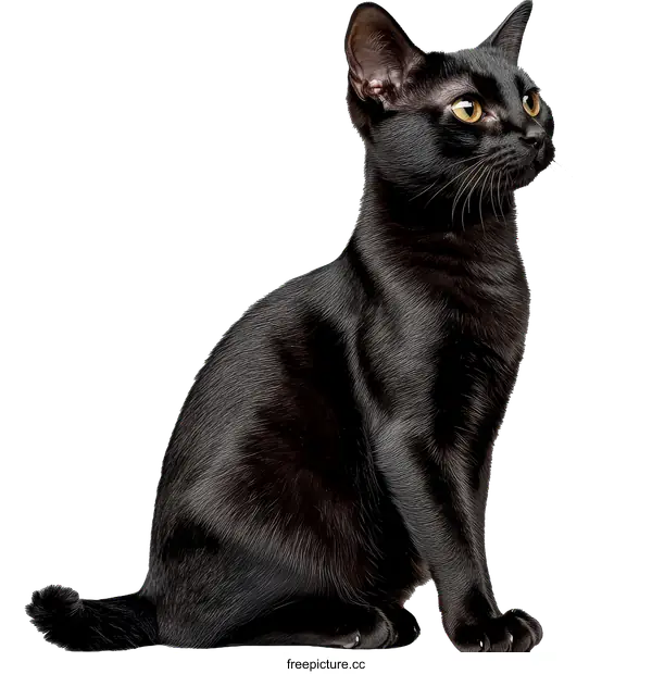 [Transparent Background PNG]Black Cat Portrait Studio Shot