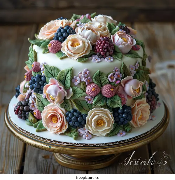 Floral Celebration Cake with Berries