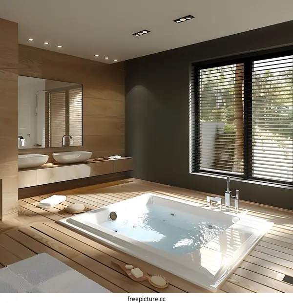 Wooden bathroom design effect picture