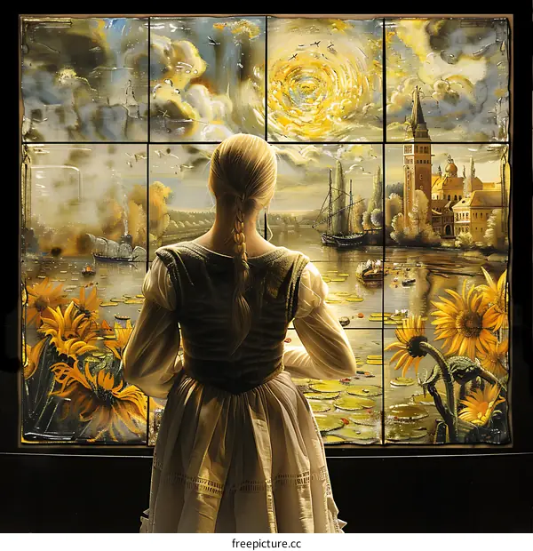 Woman Looking at Landscape Through Window