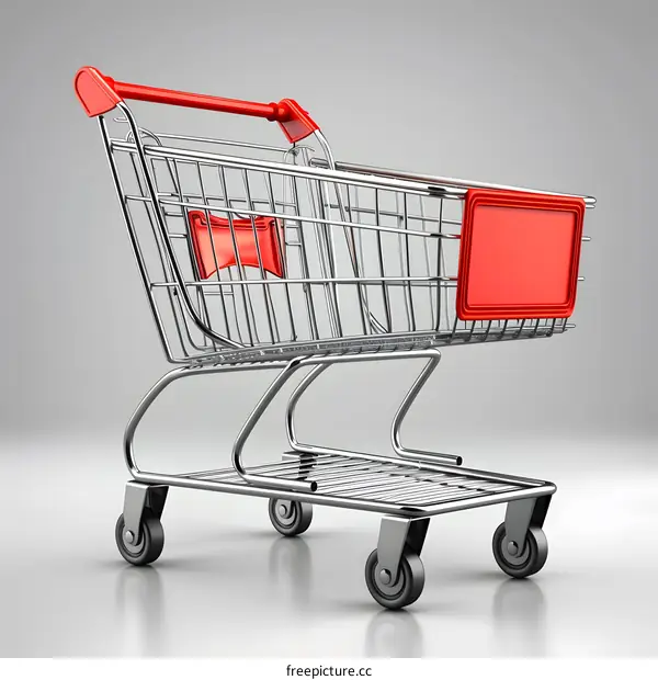 Empty Shopping Cart Isolated On White Background