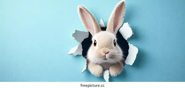Cute Easter Bunny Peeking Through a Hole