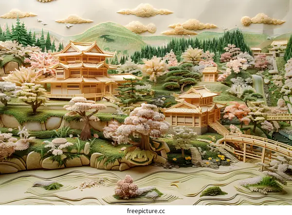 Exquisite Miniature Landscape Model of Ancient Architecture