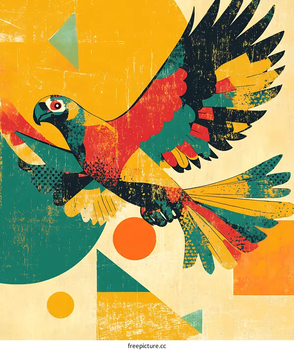 Abstract Colorful Parrot In Flight