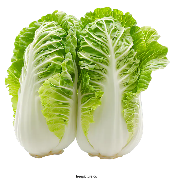 [Transparent Background PNG]Two heads of Chinese cabbage isolated on white background