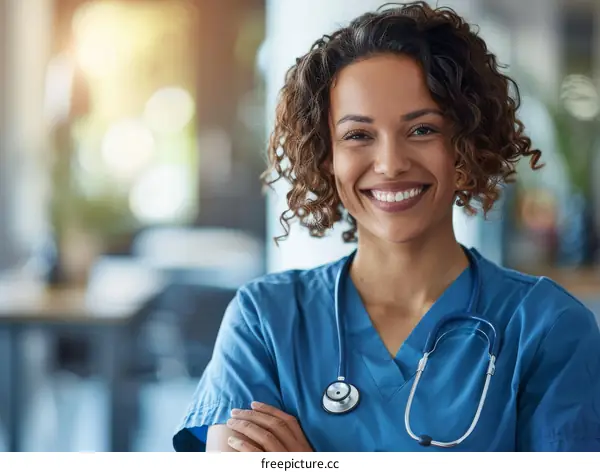 Portrait of a smiling female doctor with arms crossed