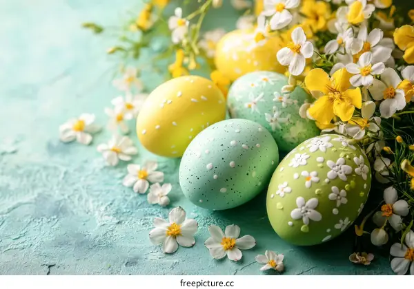 Easter Eggs Decorated with Flowers