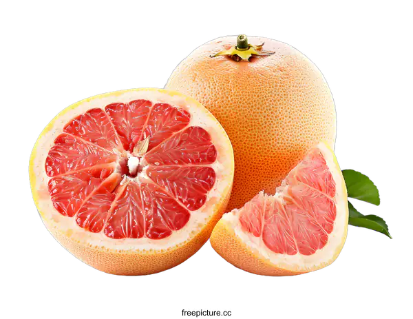 [Transparent Background PNG]Fresh Ripe Grapefruit Slices On White Background