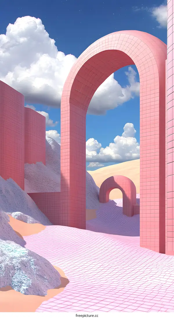 Pink Abstract Archway Surrealist Architecture