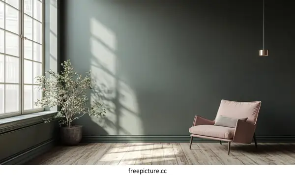 Modern Minimalist Interior Design with Soft Pink Chair