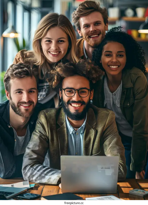 portrait of a group of young professionals smiling and looking at the camera