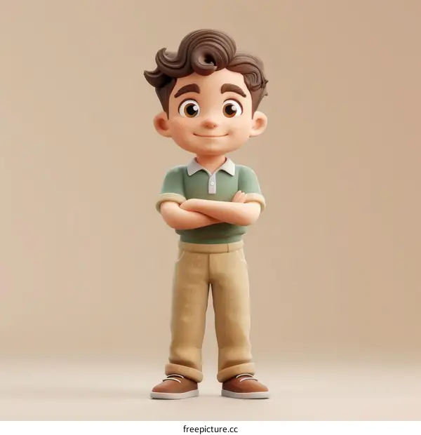Confident 3D Illustration of a Boy