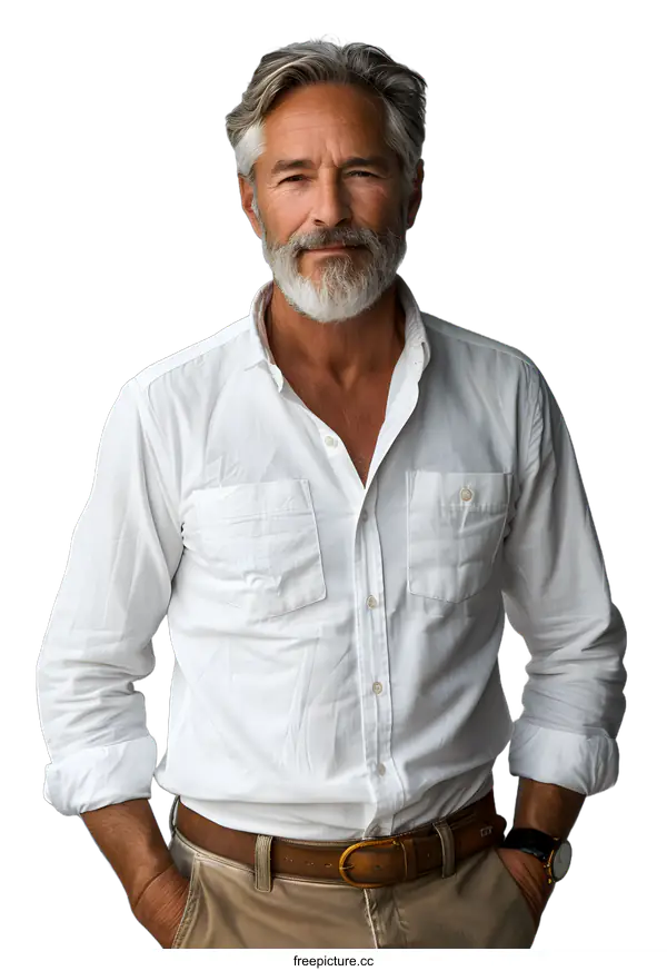 [Transparent Background PNG]portrait of a handsome gray haired man