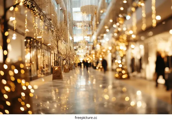 Blurred Shopping Mall Christmas Decoration