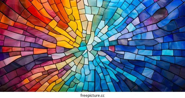 Stained glass mosaic background in bright rainbow colors