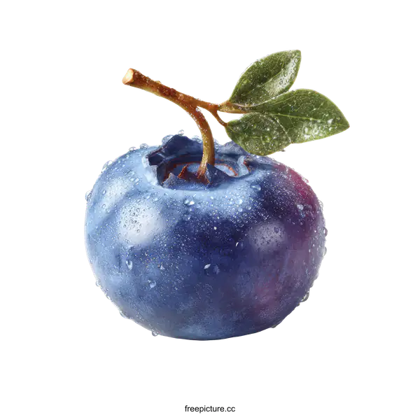 [Transparent Background PNG]Close Up of a Fresh Blueberry with Dew Drops