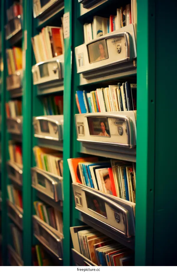 Green Vintage Retro Library Card Catalog Cabinet