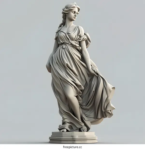 Statue of a woman in a flowing dress