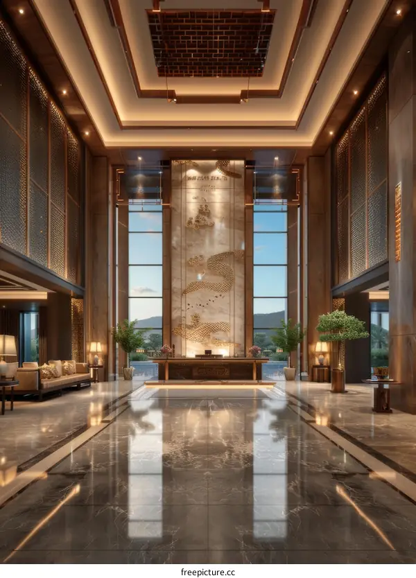 Luxurious Interior Design of a Hotel Lobby