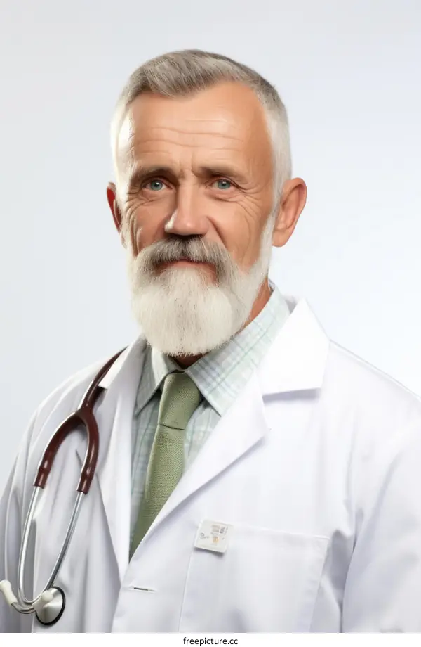 Portrait of a senior male doctor with a stethoscope around his neck