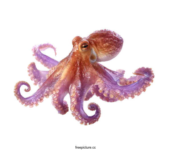 [Transparent Background PNG]Closeup of a Colorful Octopus on White Background