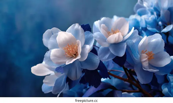 Beautiful Blue Flowers Close-up in Soft Focus