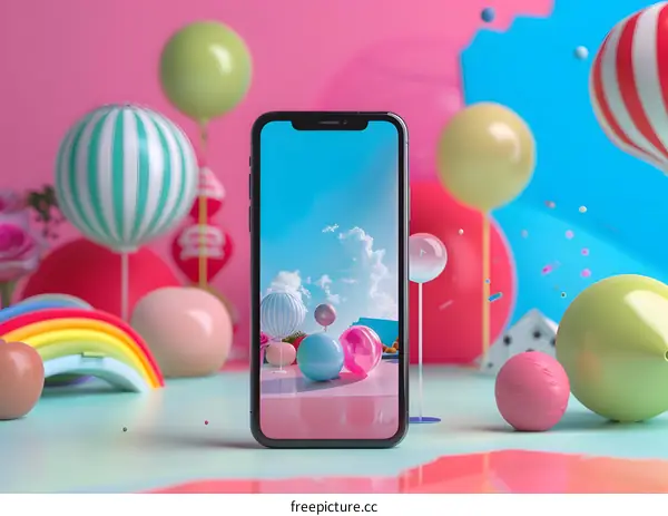 Colorful Background with Mobile Phone