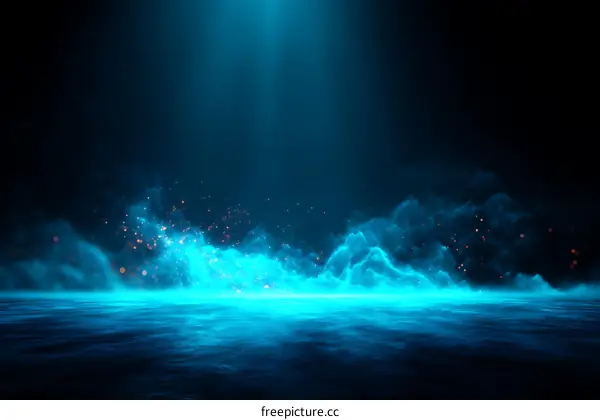 Abstract Light Blue Fantasy Scene Illustration