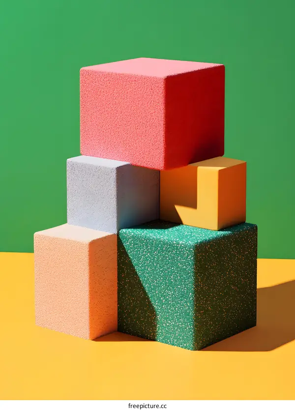 Colorful Cubes Abstract Geometric Shapes Minimalist Design