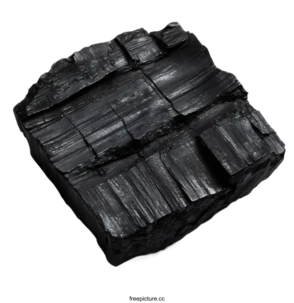 [Transparent Background PNG]High-Quality Black Coal Piece on White Background