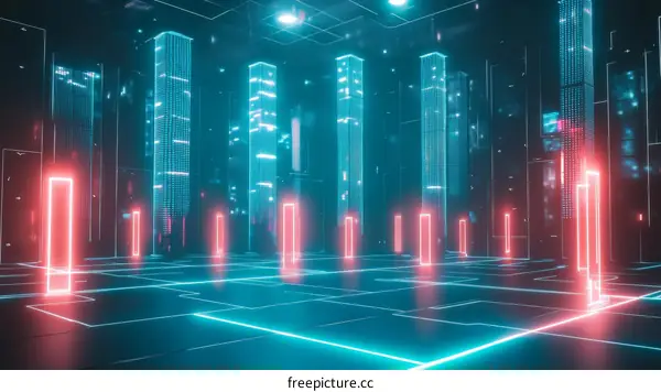 Neon Cityscape Futuristic Illustration