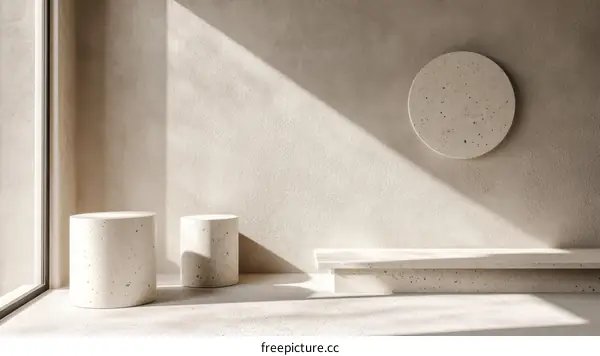 Minimalist Interior Scene with Concrete Elements