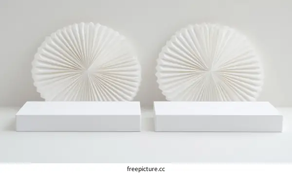 White Geometric Podium Display with Decorative Accents