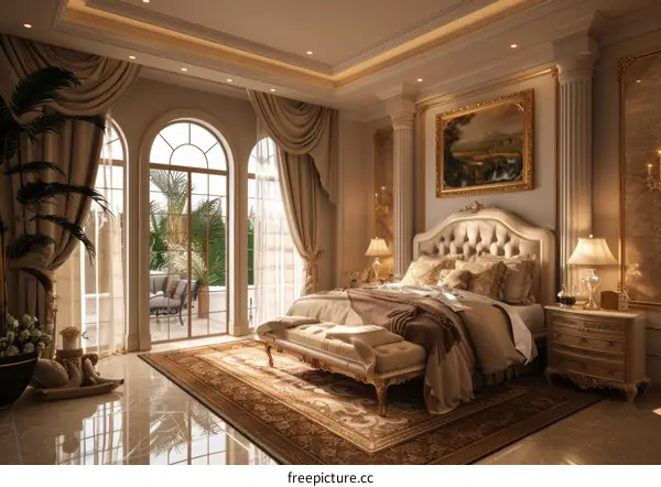 Luxury Elegant Bedroom Interior Design Illustration